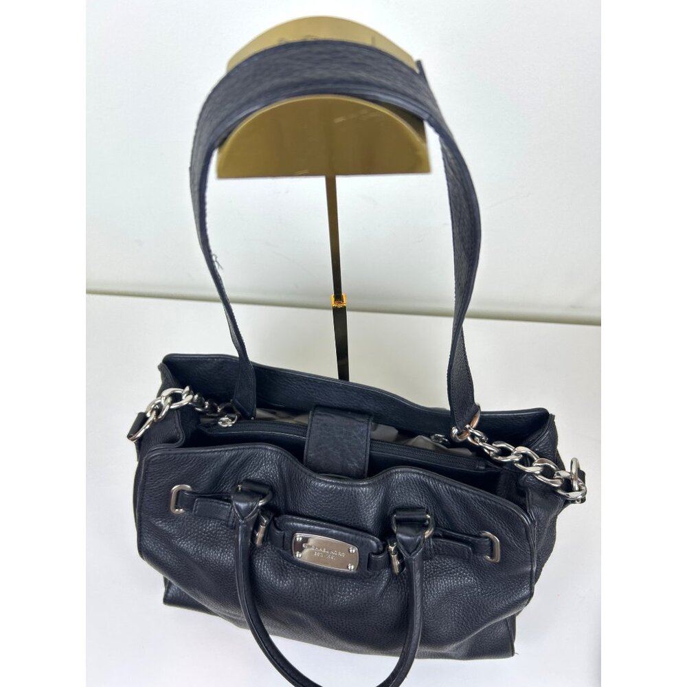 Michael Kors Black Leather Satchel with Chain Strap - Picture 6 of 13